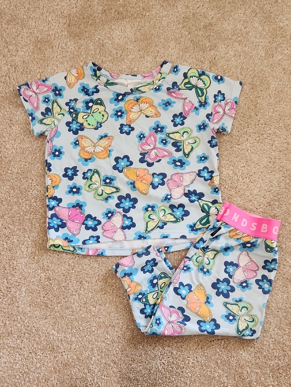 Bonds Baby Girls Light Blue Butterfly Pajama Set Size 12 - 18 Months 🦋